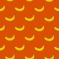 Stylish seamless background with bananas. Seamless vector pattern on orange background