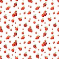 Stylish seamless pattern with random red low-poly apples.Summer digital polygonal fruit ornament on white background Royalty Free Stock Photo