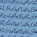 Stylish seamless texture with doodled Baikal grace wave