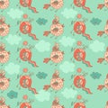 Stylish seamless texture with doodled cartoon birds