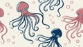 Elegant Octopus Seamless Pattern for Nautical Themed Designs, vector design Generative AI Royalty Free Stock Photo