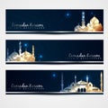 Stylish set of ramadan banners