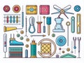 Stylish Sewing Needlework Icons A Vector Graphic Collection for Crafting Enthusiasts and Creative Projects Royalty Free Stock Photo