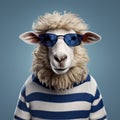 The Stylish Sheep: A Groovy Solarized Portrait In Blue Stripes