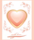 Stylish shining pink heart. Greeting card to the V