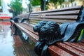 Stylish shop in the park of the city of Lviv. Sivol of the city lions on the armrests Royalty Free Stock Photo