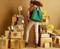 Stylish shopper woman with eco friendly green bag