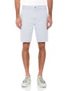 Stylish shorts for menÃ¢â¬â¢s paired with white ankle length shoes and white background