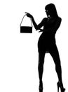 Stylish silhouette woman holding purse w