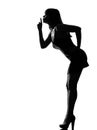 Stylish silhouette woman hushing silence Royalty Free Stock Photo