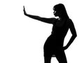 Stylish silhouette woman stop gesture