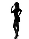 Stylish silhouette woman thinking pensive Royalty Free Stock Photo