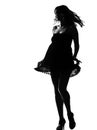 Stylish silhouette woman walking dancing