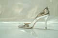 Stylish Silver High Heel Shoe on Glossy Surface with Reflection Royalty Free Stock Photo