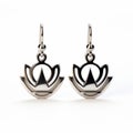 Stylish Silver Lotus Flower Earrings With Bold Black And White Design Royalty Free Stock Photo
