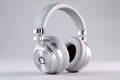 Modern wireless headphones resting on a neutral background Royalty Free Stock Photo