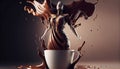 Stylish and sinful illustration of a hot chocolate with milk and cream - made with generative AI