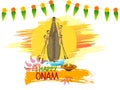 Stylish snake boat for Happy Onam celebration.