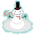 Snowman arms outstreached happily smiling