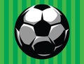 Stylish soccer ball on a green grassy background. Vector color illustration. Template for design