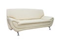 Stylish sofa from beige leather isolated over white Royalty Free Stock Photo