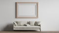 Stylish Sofa and Framed Wall Mockup. 3D rendering Royalty Free Stock Photo