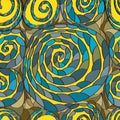 Stylish spiral draw seamless pattern