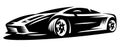 Stylish sportcar. Element for design. Monochrome vector illustration