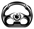 Stylish sports steering wheel. Element, template for design. Vector monochrome image