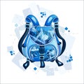 Stylish sporty blue backpack with a geometric pattern. Royalty Free Stock Photo