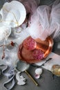 Stylish still life with rose water Royalty Free Stock Photo