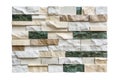 Stylish Stone Cladding Pattern with Textured Ivory, Beige, and GreenishGray Bricks Royalty Free Stock Photo
