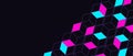Stylish structure hexagonal line geometric pattern background. Abstract geometric backdrop with neon isometric blocks.