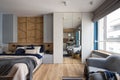 Stylish studio apartment with open bedroom