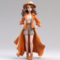 Highly Detailed Anime Model In Orange Coat And Hat