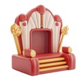 Red and Gold Throne Chair 3D Render Royalty Free Stock Photo