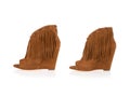 Stylish summer high heels female brown suede leather shoes Royalty Free Stock Photo