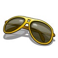 Stylish sunglasses with polarized yellow glasses for driving isolated on white background. Vector cartoon illustration