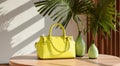 Stylish and Sunny: The Perfect Pairing of a Yellow Handbag and a Palm Tree