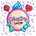 Stylish advertising logo for candy shop