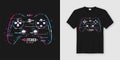 Stylish t-shirt and apparel trendy design with glitchy gamepad,