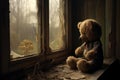 Stylish Teddy bear window. Generate Ai Royalty Free Stock Photo
