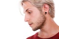 Teen boy with piercing and fashionable hairstyle Royalty Free Stock Photo