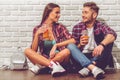 Stylish teenage couple Royalty Free Stock Photo