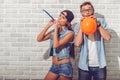 Stylish teenage couple Royalty Free Stock Photo