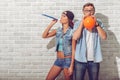 Stylish teenage couple Royalty Free Stock Photo