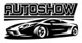 Stylish template for design of advertising at the auto show. Monochrome vector illustration. Text caption for sample