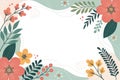 A colorful, hand-drawn floral border frames a blank space, perfect for greetings and invitations. Royalty Free Stock Photo