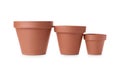 Stylish terracotta flower pots isolated Royalty Free Stock Photo