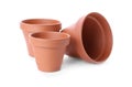 Stylish terracotta flower pots isolated Royalty Free Stock Photo